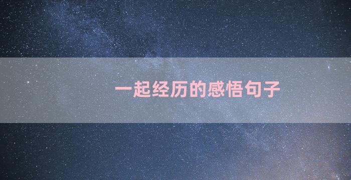 一起经历的感悟句子