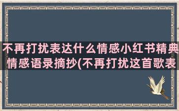 不再打扰表达什么情感小红书精典情感语录摘抄(不再打扰这首歌表达什么情感)