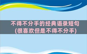 不得不分手的经典语录短句(很喜欢但是不得不分手)