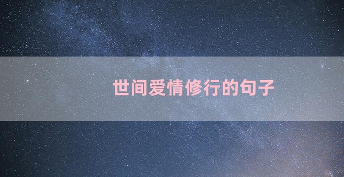 世间爱情修行的句子