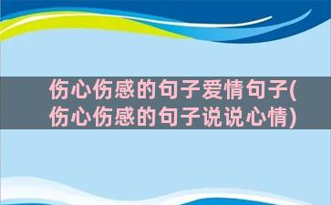 伤心伤感的句子爱情句子(伤心伤感的句子说说心情)