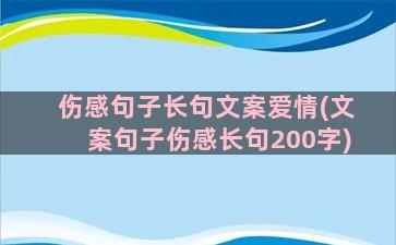 伤感句子长句文案爱情(文案句子伤感长句200字)