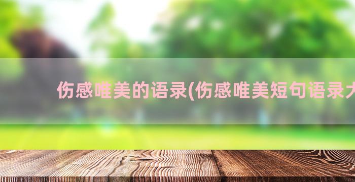 伤感唯美的语录(伤感唯美短句语录大全)