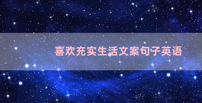 喜欢充实生活文案句子英语