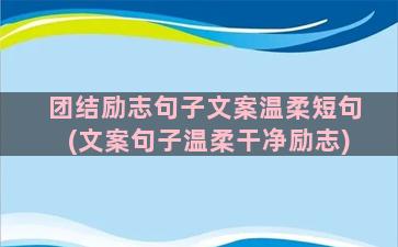 团结励志句子文案温柔短句(文案句子温柔干净励志)