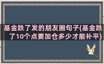 基金跌了发的朋友圈句子(基金跌了10个点要加仓多少才能补平)