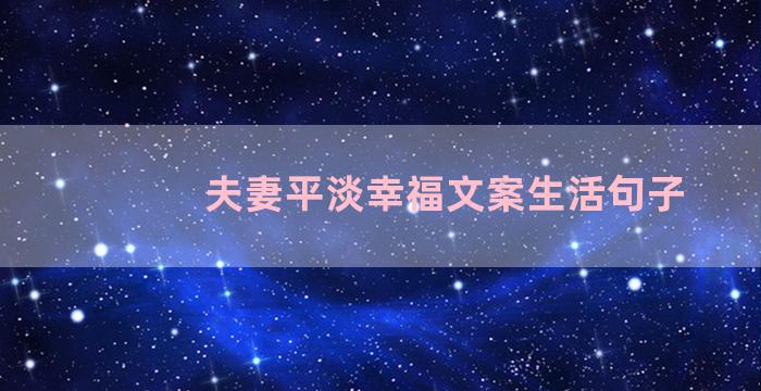 夫妻平淡幸福文案生活句子