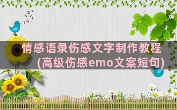 情感语录伤感文字制作教程(高级伤感emo文案短句)