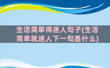 生活简单得迷人句子(生活简单就迷人下一句是什么)