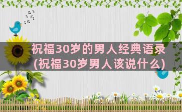 祝福30岁的男人经典语录(祝福30岁男人该说什么)