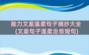 能力文案温柔句子摘抄大全(文案句子温柔治愈短句)