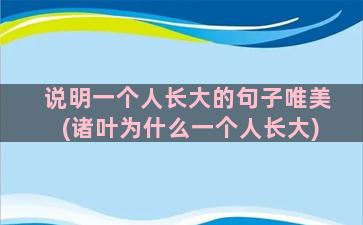 说明一个人长大的句子唯美(诸叶为什么一个人长大)