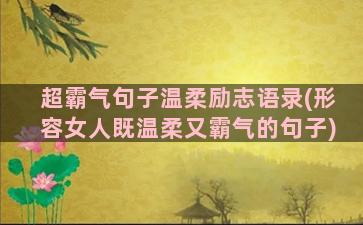 超霸气句子温柔励志语录(形容女人既温柔又霸气的句子)