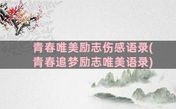 青春唯美励志伤感语录(青春追梦励志唯美语录)